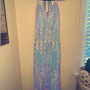 Morgan & Co. Blue and Silver Prom Dress